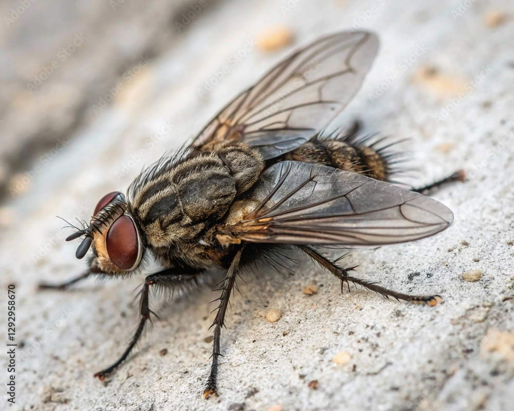 Dirty Common housefly viewed from up high, Musca domestica Dirty Common housefly viewed from up high, Musca domestica