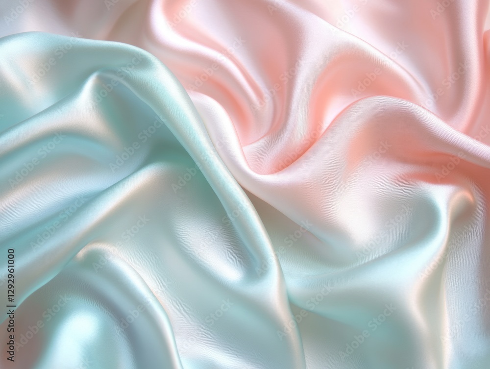 Fototapeta premium Ethereal Silk: Elegant drapery of lustrous pastel silk, swirling in gentle folds, embodies luxury and sophistication, its smooth texture hinting at a touch of opulence.
