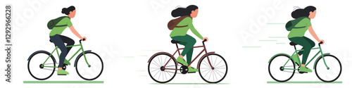 Woman Cycling with a Backpack for Eco-Friendly Commuting
