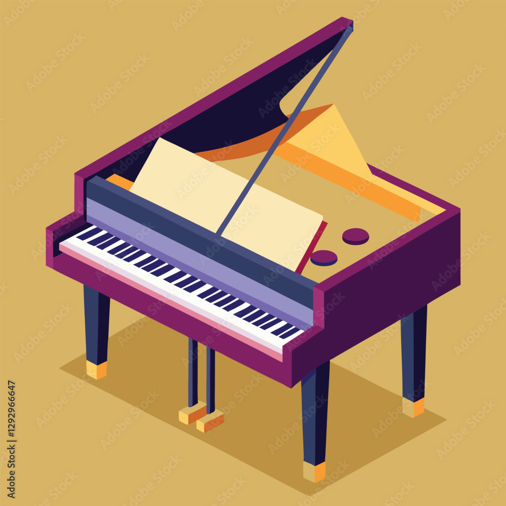 Piano keyboard seamless. Top view. Realistic detailed shaded piano keys. Simple beautiful design. Musical background. Music instrument. Flat style vector illustration.