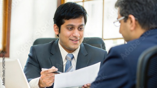 Wallpaper Mural Indian Tax Consultant Explaining Documents to Client
 Torontodigital.ca
