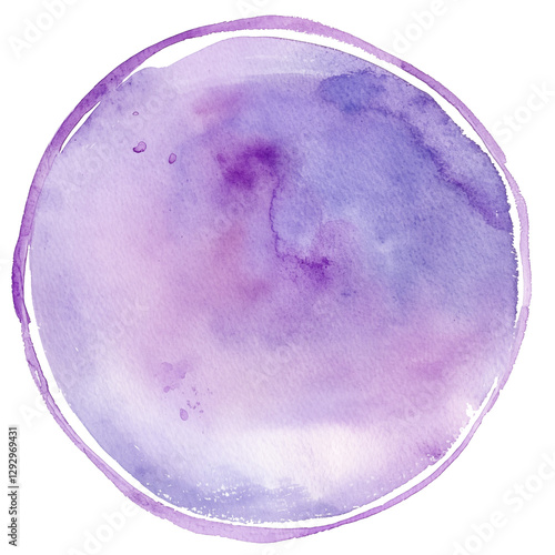 light purple blue watercolor spot png isolate. watercolor texture round tag or frame
