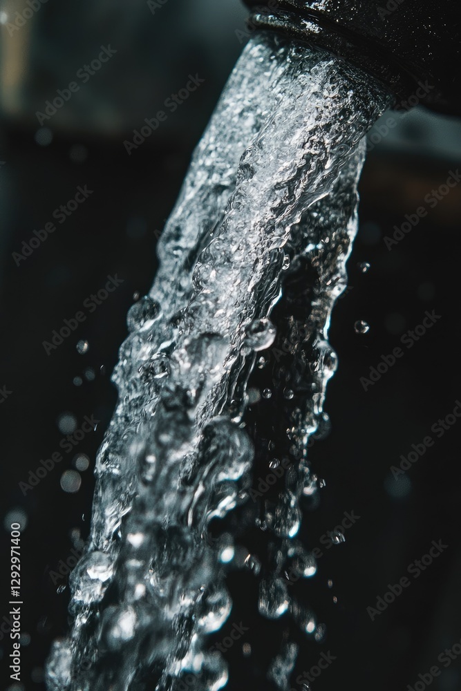 Water flowing from pipe, close-up Water flowing from pipe, close-up