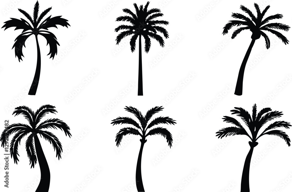 Set of palm tree silhouette vector Set of palm tree silhouette vector