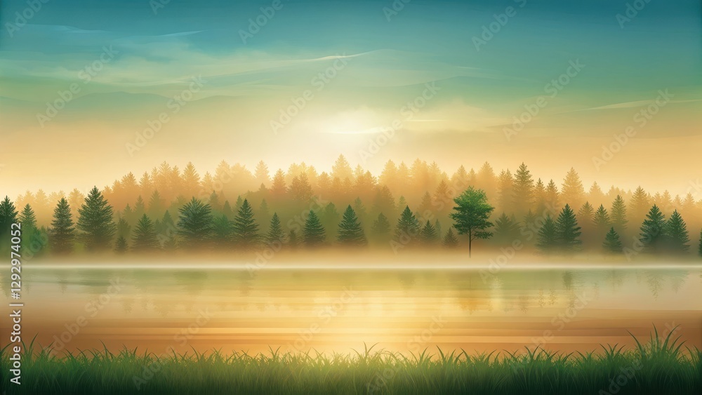 Obraz premium Soothing Gradient Landscape, gradient background, earthy tones