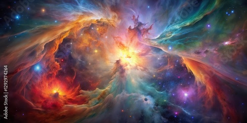 Gas clouds in Orion Nebula glow with vibrant colors