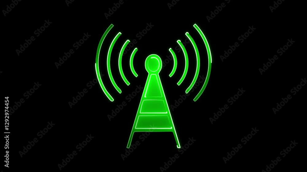 Wi-Fi signal black background animation on the display, wi-fi icon . Wi-Fi signal black background animation on the display, wi-fi icon .