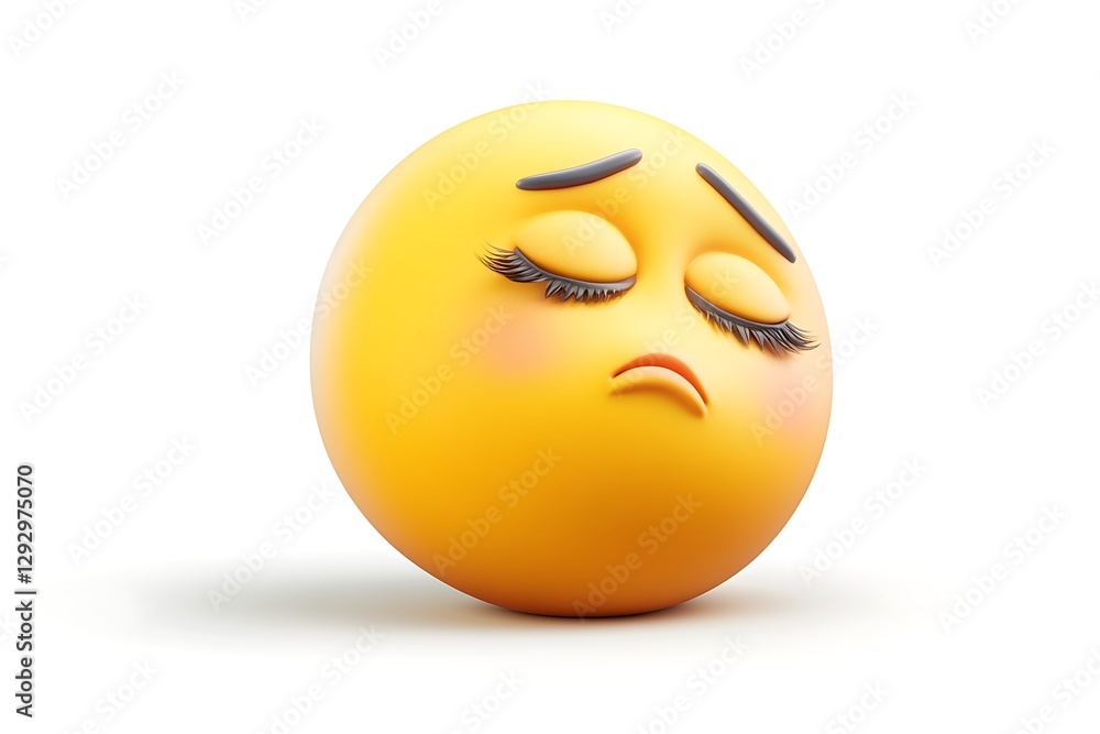 Fototapeta premium Sleepy Face Emoji, Isolated on White