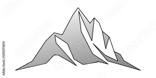 Mountain line art vector drawing, imitation of mountain ranges, abstract stylization, minimalism