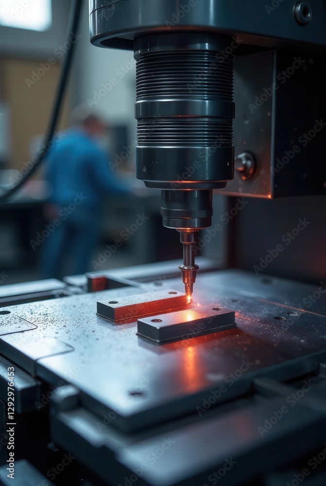 Precise Industrial Manufacturing Process Close-up of Automated Metalworking Machinery Performing a High-Precision Task Precise Industrial Manufacturing Process Close-up of Automated Metalworking Machinery Performing a High-Precision Task