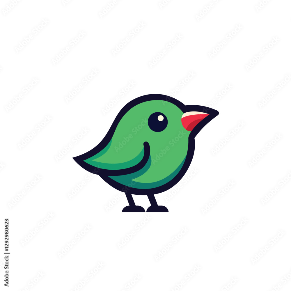 Obraz premium Cute Cartoon Bird Logo Icon Vector Desin