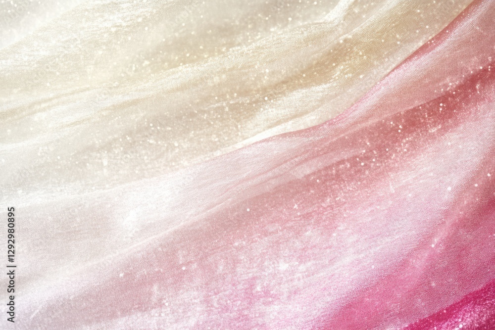 Fototapeta premium Ethereal Fabric Flow: A captivating macro shot of flowing fabric with a gradient of delicate hues, creating a sense of fluidity and luxury, and evoking a feeling of tranquility.