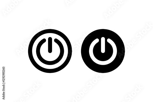 Power button icons in solid and outline style Vector