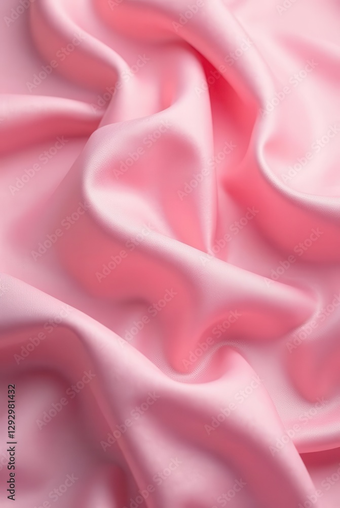 Fototapeta premium Draped Pink Satin Fabric Texture Elegant Smooth Soft Luxurious Flowing Waves Background