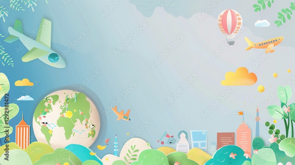 A delightfully designed background for International Children's Day greeting cards is showcased. The background is brimming with a lively and cheerful atmosphere, utilizing a vibrant color palette of A delightfully designed background for International Children's Day greeting cards is showcased. The background is brimming with a lively and cheerful atmosphere, utilizing a vibrant color palette of