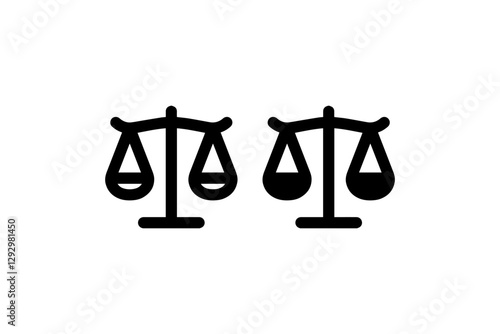 Balance scale icons in outline and solid style Vector