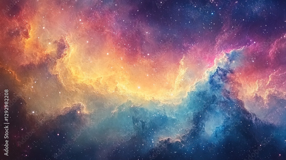 Fototapeta premium Soft pastel galaxy nebula with light pinks and blues, creating a peaceful, celestial scene 