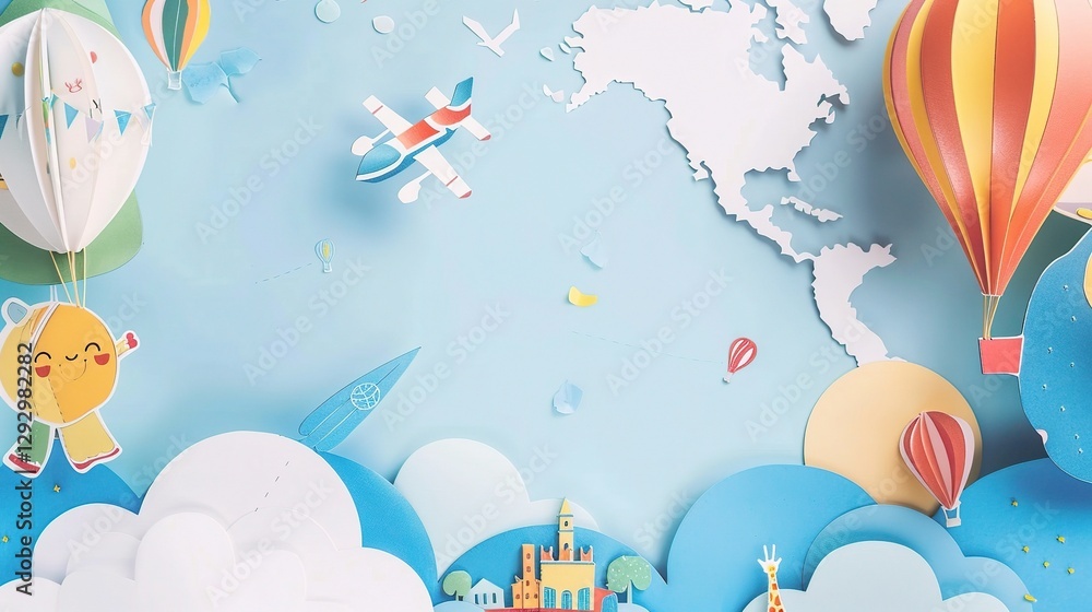 A delightfully designed background for International Children's Day greeting cards is showcased. The background is brimming with a lively and cheerful atmosphere, utilizing a vibrant color palette of A delightfully designed background for International Children's Day greeting cards is showcased. The background is brimming with a lively and cheerful atmosphere, utilizing a vibrant color palette of