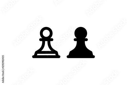 Chess pawn piece icon in outline and solid Vector