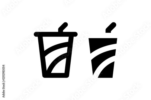 Soft drink cup with straw icon Vector