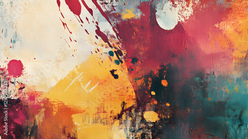 texture background with chaotic paint streaks and ink splashes on a textured canvas 