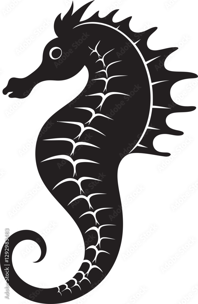 Fototapeta premium Seahorse Silhouette Vector Illustration White Background
