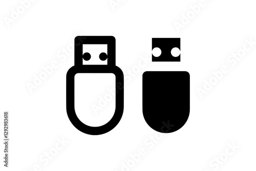 USB flash drive icon in outline and solid Vector