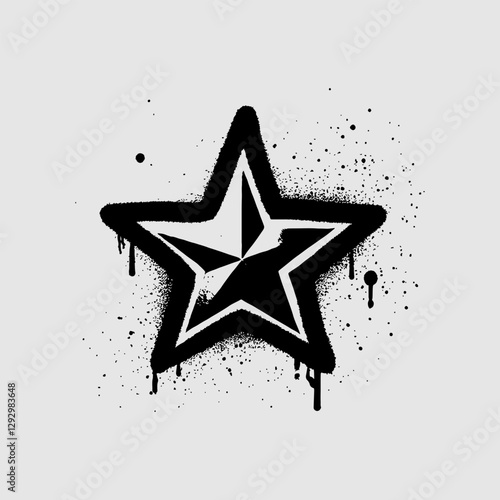 Spray star in graffiti style isolated on white background