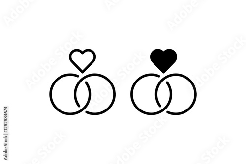 Interlocked wedding rings with heart symbol Vector