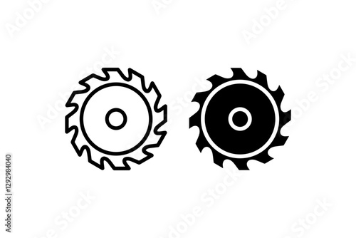 Circular saw blade icon in outline and solid Vector