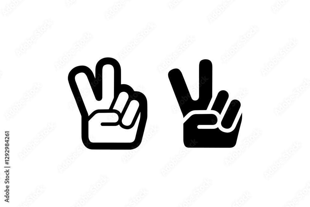 Peace hand gesture icon in outline and solid Vector Peace hand gesture icon in outline and solid Vector