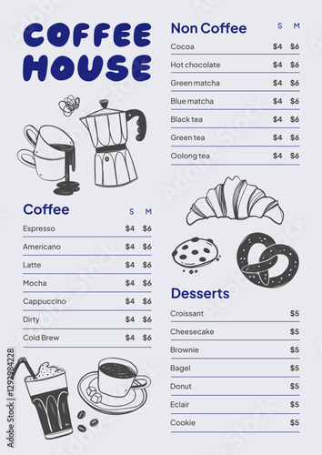 Coffee house menu template design.