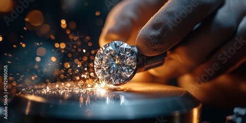 Jeweler polishing a large diamond with sparks flying