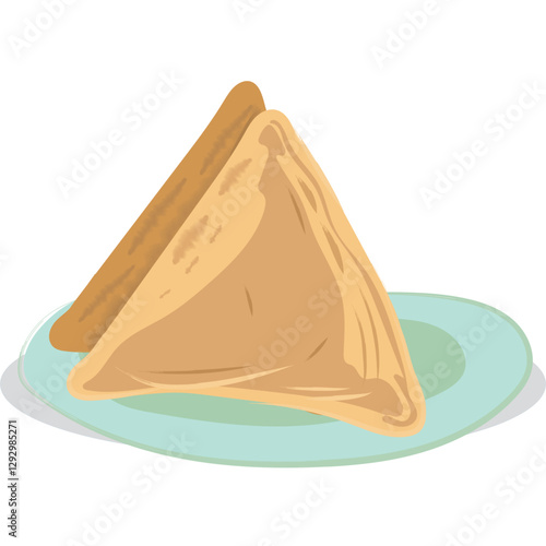 Photo of samosa, a popular Ramadan food, showing a triangular samosa filled with filling, often served on a plate.
