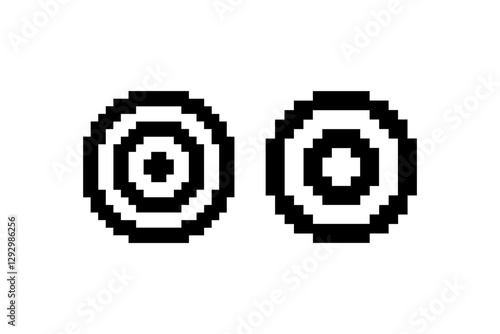 Pixelated bullseye target icons with variations Vector
