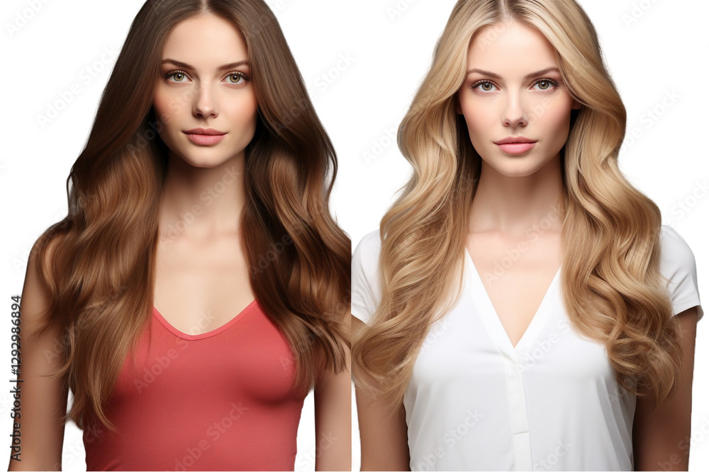 Beautiful Woman Before and After Transformation Isolated on Transparent Background Beautiful Woman Before and After Transformation Isolated on Transparent Background