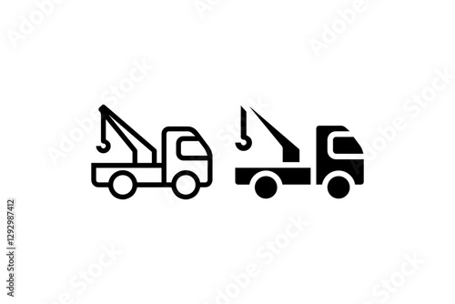 Tow truck with crane icon Vector