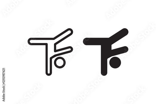 Handstand gymnast icon in black and white Vector