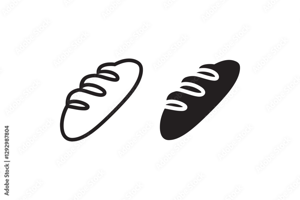 Baguette bread icon in black and white Vector Baguette bread icon in black and white Vector