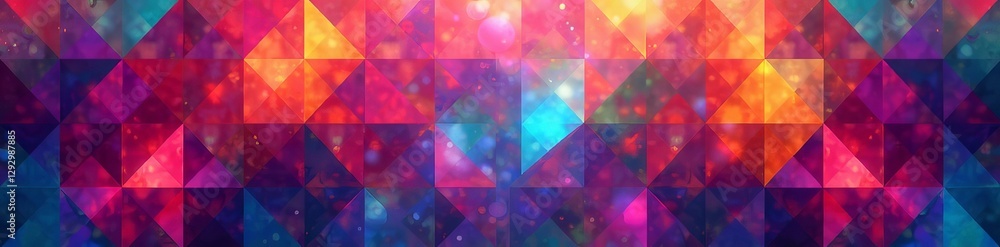 Obraz premium Kaleidoscope of colorful triangle shapes in an abstract composition, art, pattern, digital