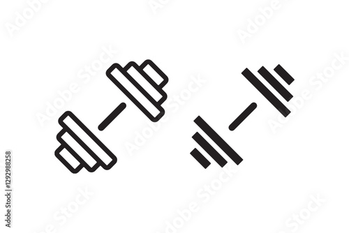 Dumbbell icon in black and white Vector