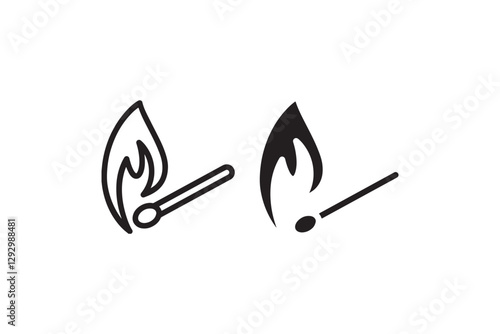 Burning matchstick icon in black and white Vector