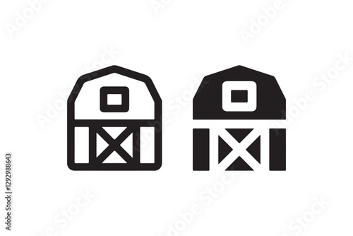 Barn icon in black and white Vector