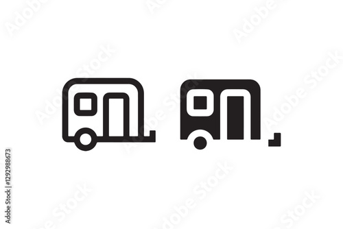 Camper trailer icon in black and white Vector