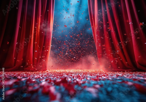 Red Confetti created with Generative AI Technology, ai, generative