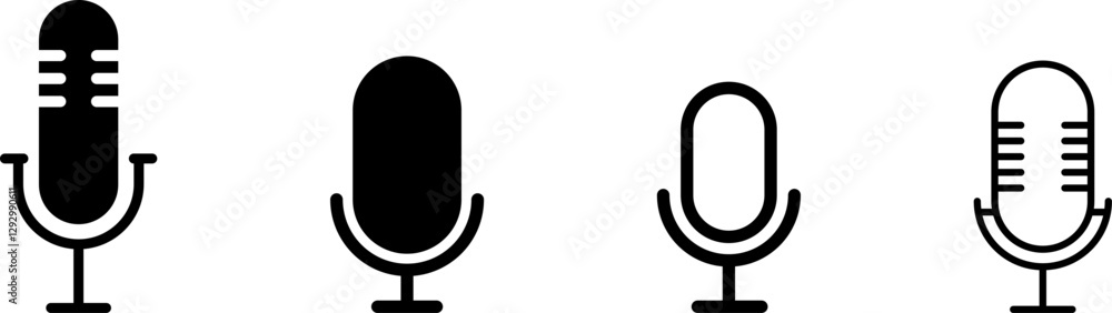 Microphone Icons set. Microphone sign, Mic, communications, radio, Podcast, microphone icon. Karaoke mic web and mobile app icons - Vector illustration symbol isolated on transparent background Microphone Icons set. Microphone sign, Mic, communications, radio, Podcast, microphone icon. Karaoke mic web and mobile app icons - Vector illustration symbol isolated on transparent background