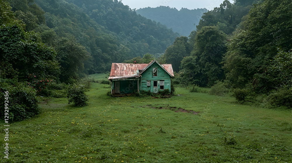 Abandoned green house in mountain valley meadow Abandoned green house in mountain valley meadow