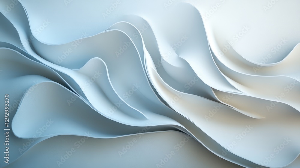 Fototapeta premium Abstract blue white wave curves, flowing design, background, website