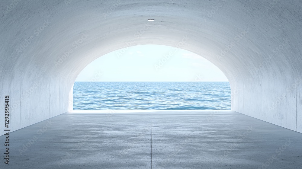 Obraz premium Concrete Tunnel with Ocean View