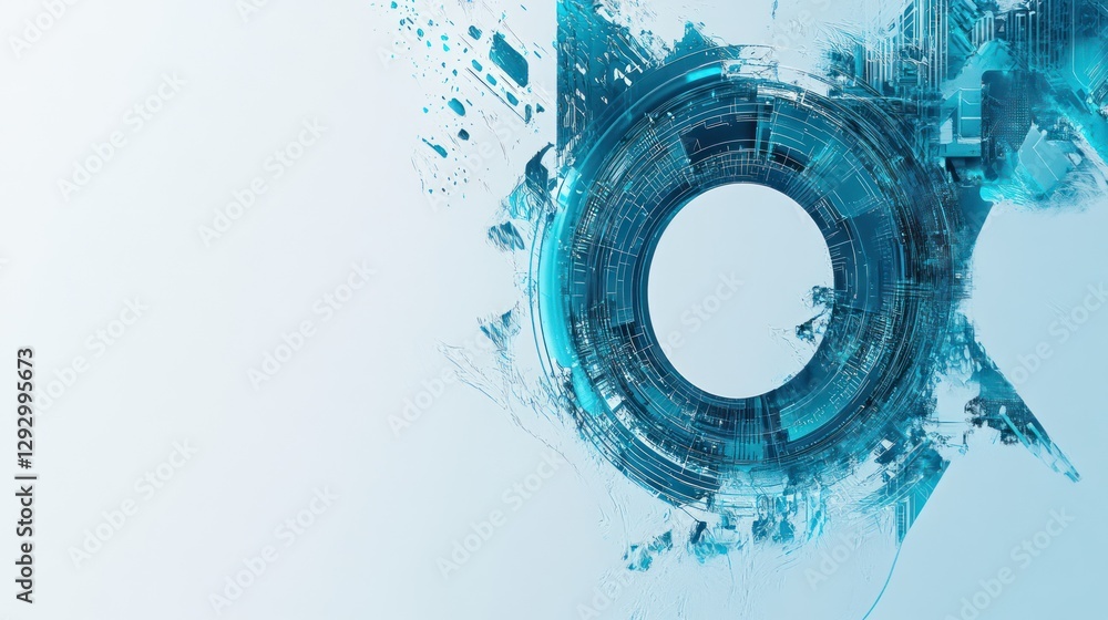 Obraz premium Abstract tech circle, digital future, innovation, light background, website banner